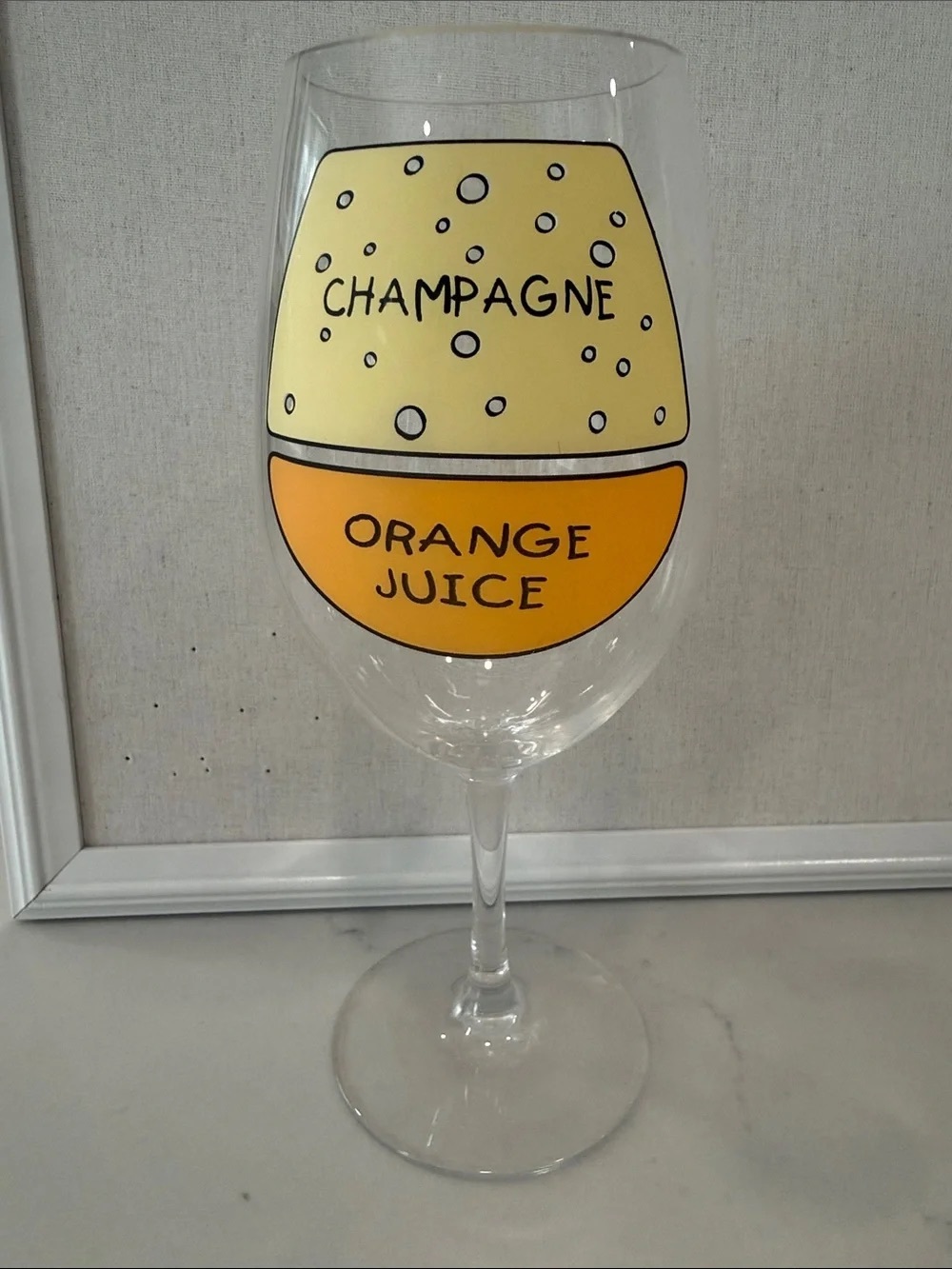 Novelty Champagne & Orange Juice Wine Glass - Yellow and Orange